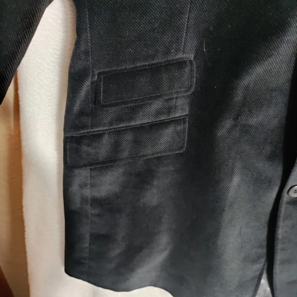 J.Ferrar Mens‎ Black Cotton Corduroy Blazer Modern Fit Size 48L New
